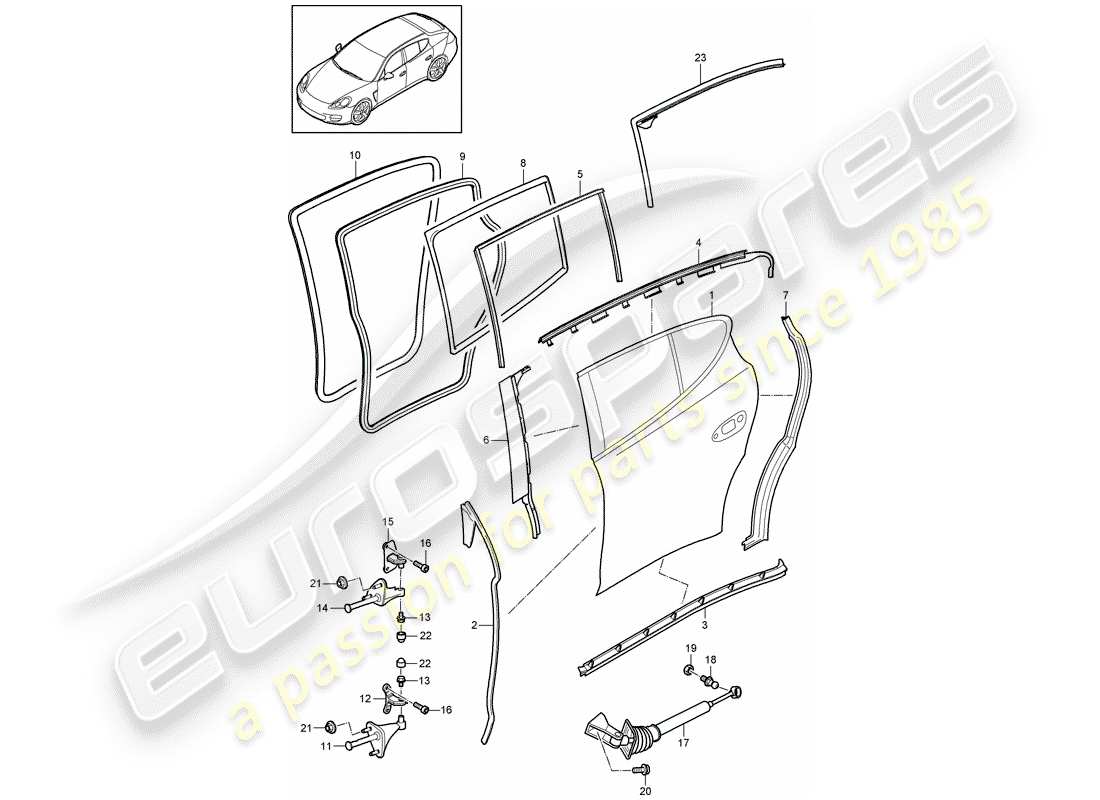 porsche 2012 (panamera 970) door shell part diagram