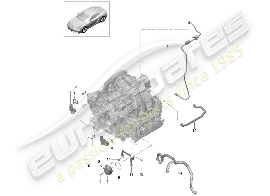 porsche cayman 981 (2014) crankcase part diagram