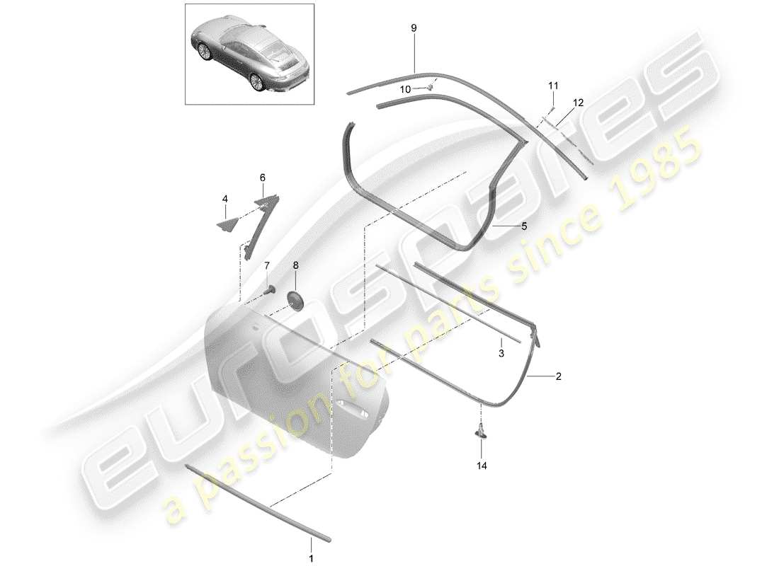 porsche 2017 (991-2) door seal part diagram