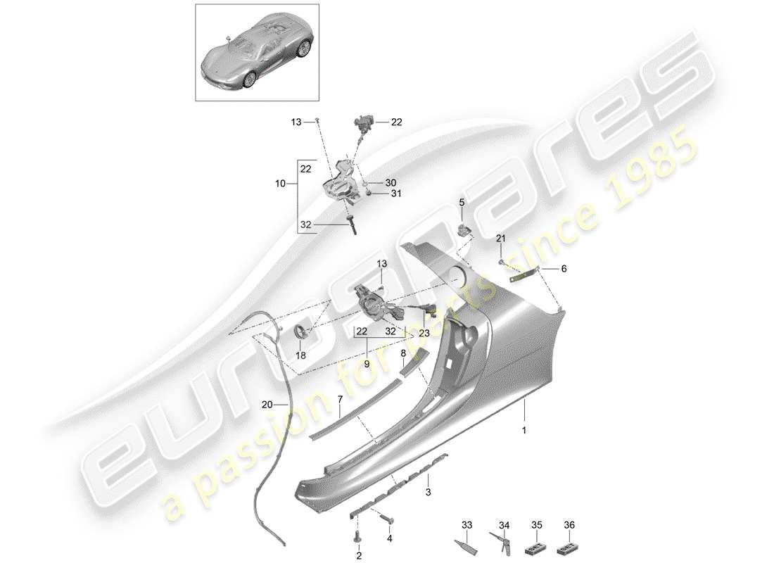 porsche 918 spyder (2015) sill part diagram