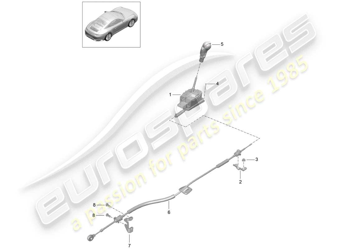 porsche 2020 (991-2) selector lever part diagram