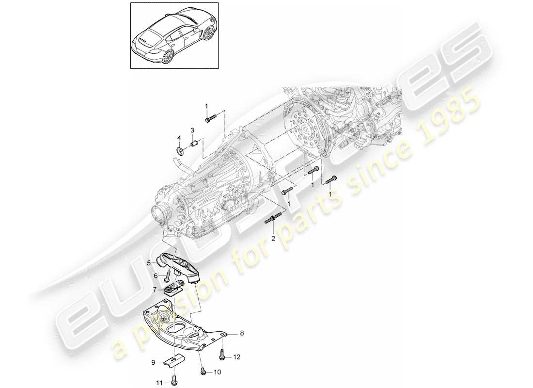 porsche 2012 (panamera 970) mounting parts for engine and part diagram