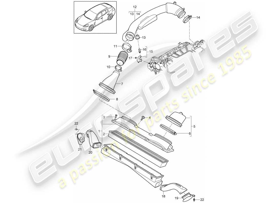 porsche 2012 (panamera 970) air cleaner system part diagram
