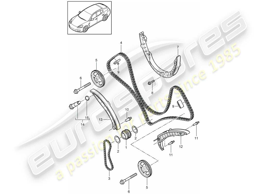 porsche 2012 (panamera 970) timing chain part diagram