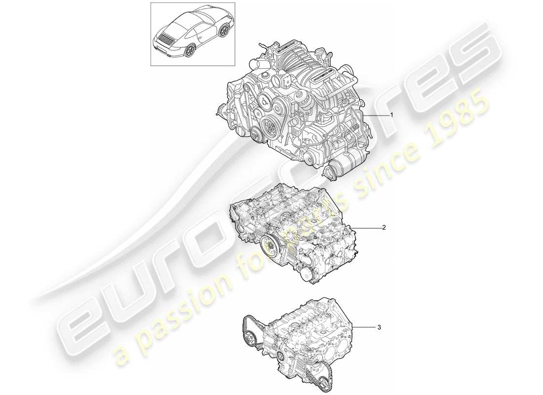 porsche 2012 (997-2) replacement engine part diagram