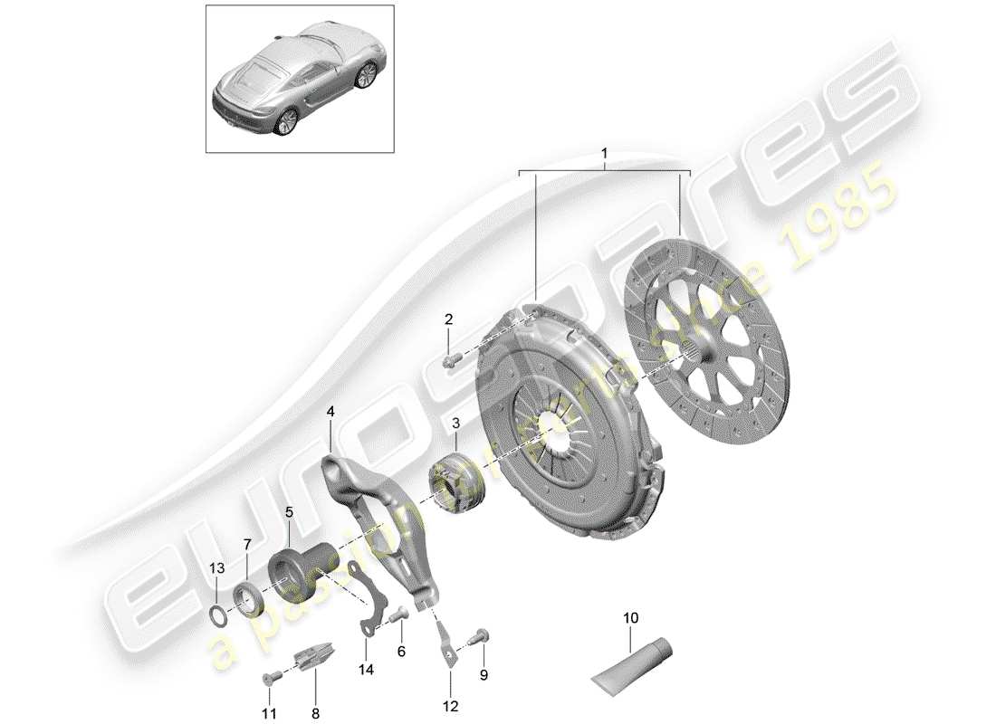 porsche cayman 981 (2014) clutch part diagram