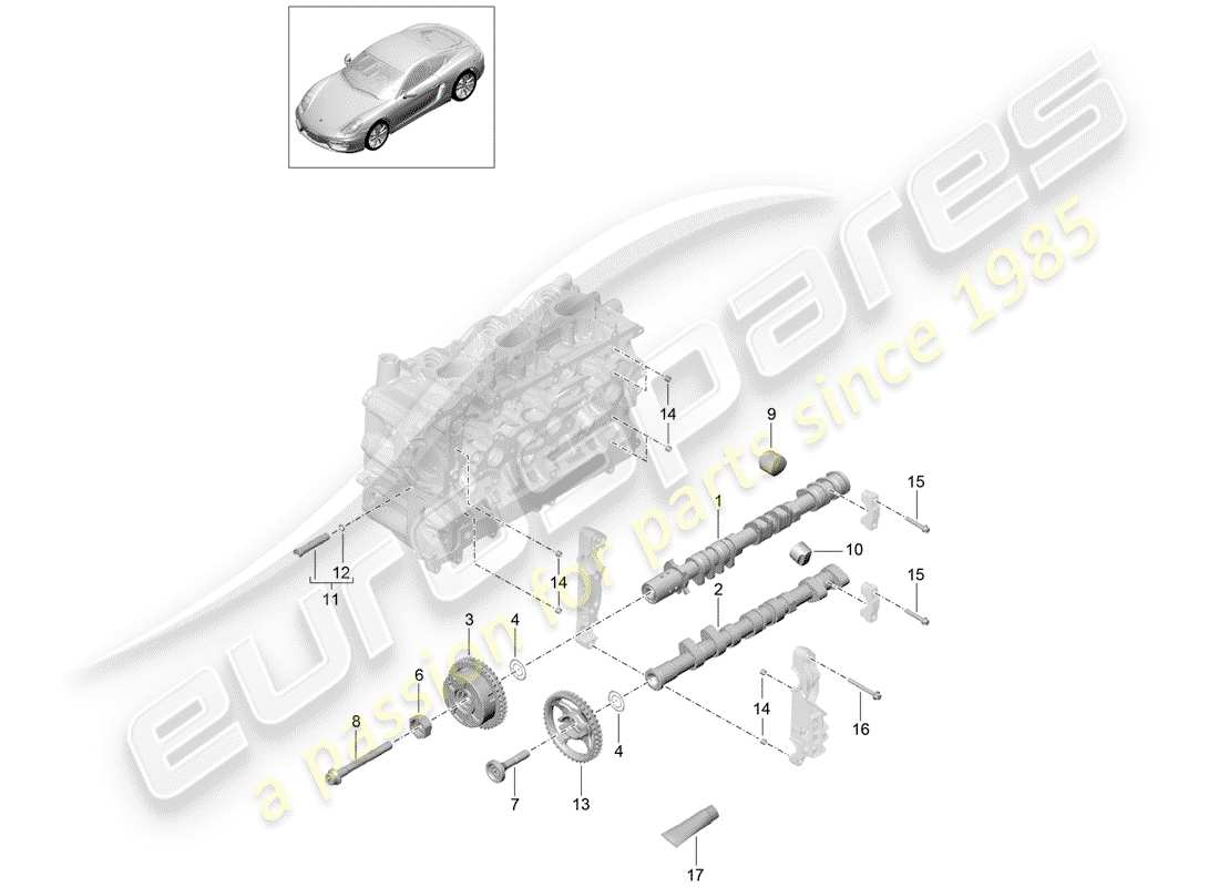 porsche 2014 (981 cayman) camshaft part diagram