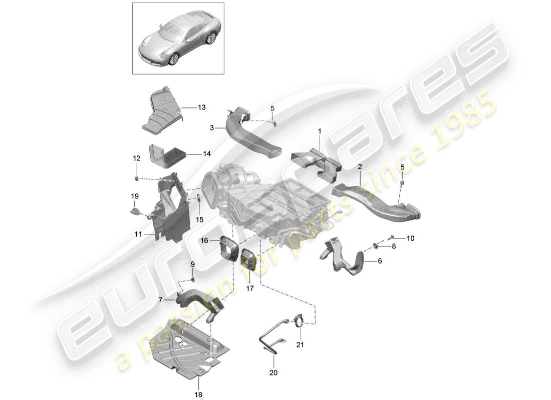 porsche 2017 (991-2) air duct part diagram