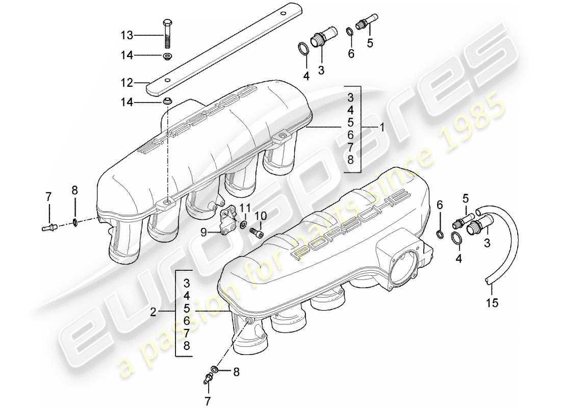 porsche 2005 (carrera gt) intake air distributor part diagram
