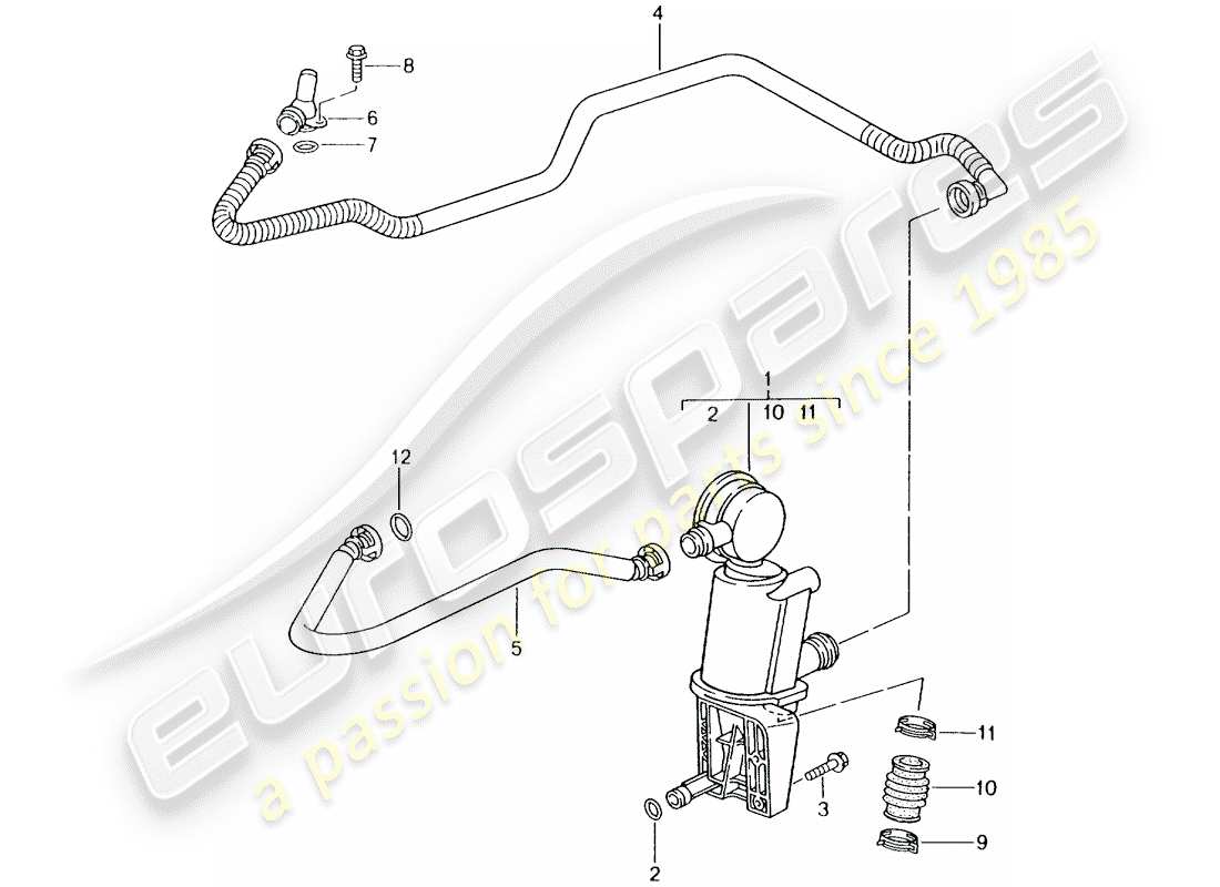 porsche boxster 986 (1999) crankcase - oil separator part diagram