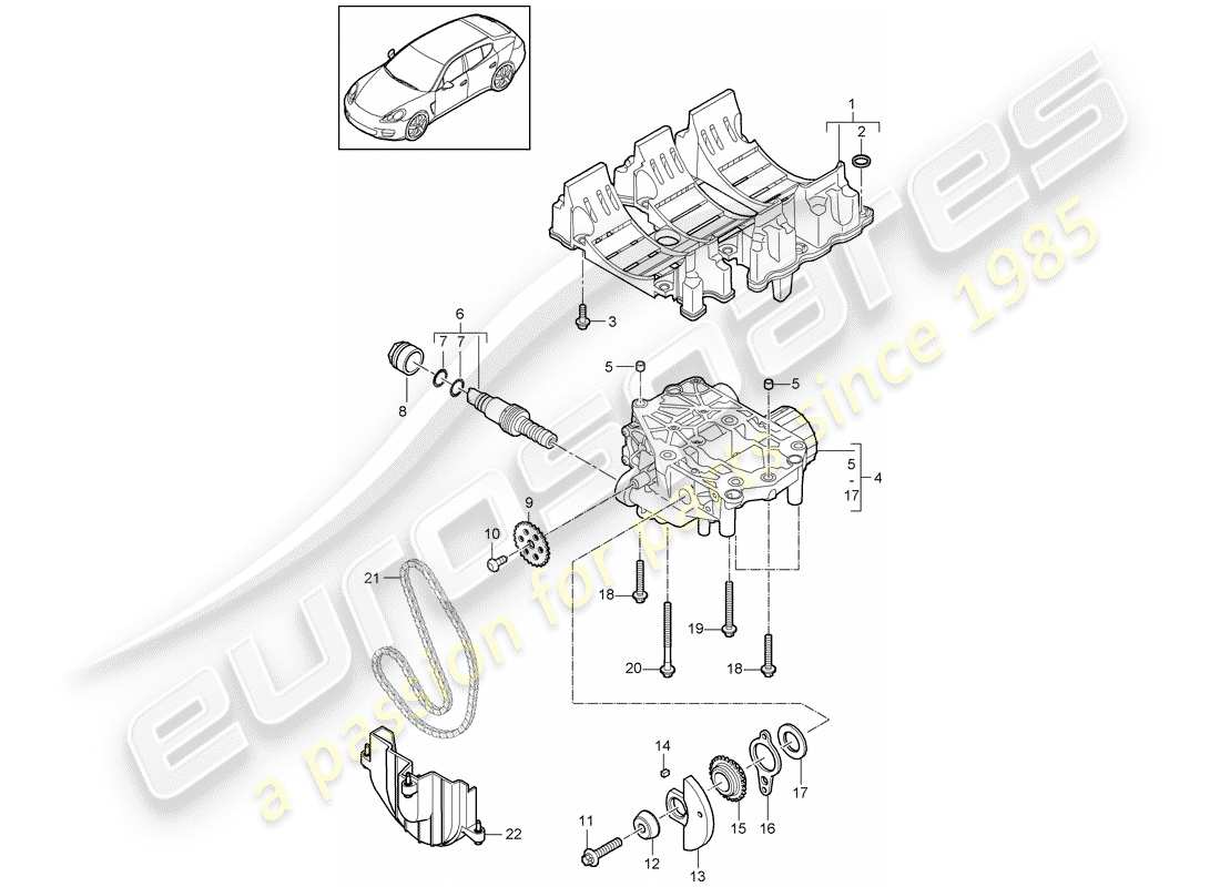 porsche panamera 970 (2016) oil baffle plate part diagram