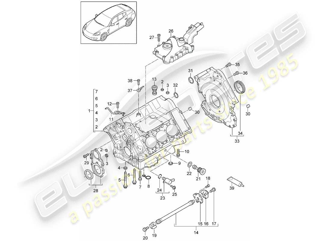 porsche 2015 (panamera 970) crankcase part diagram