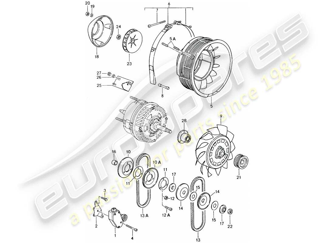 porsche 1990 (964) air cooling part diagram