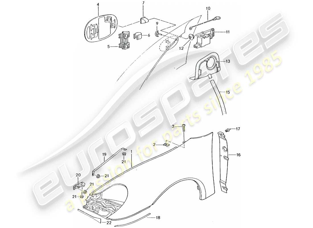 porsche 2002 (996 turbo / gt2) fender part diagram