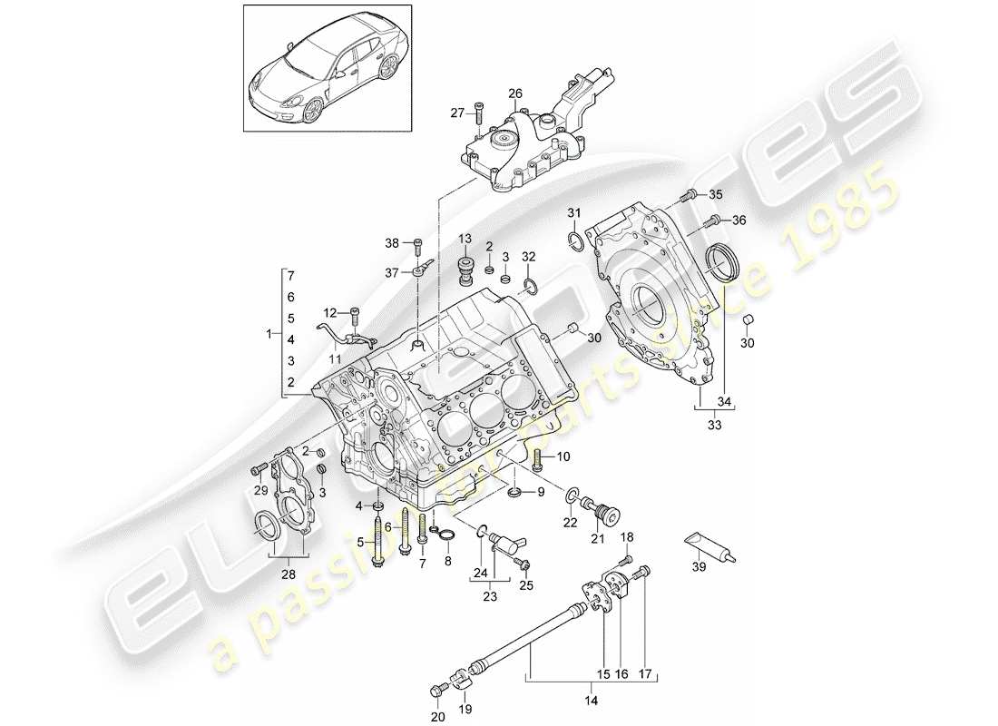 porsche panamera 970 (2014) crankcase part diagram