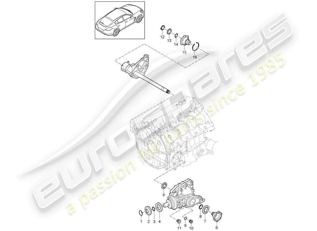 porsche 2012 (panamera 970) front axle differential part diagram