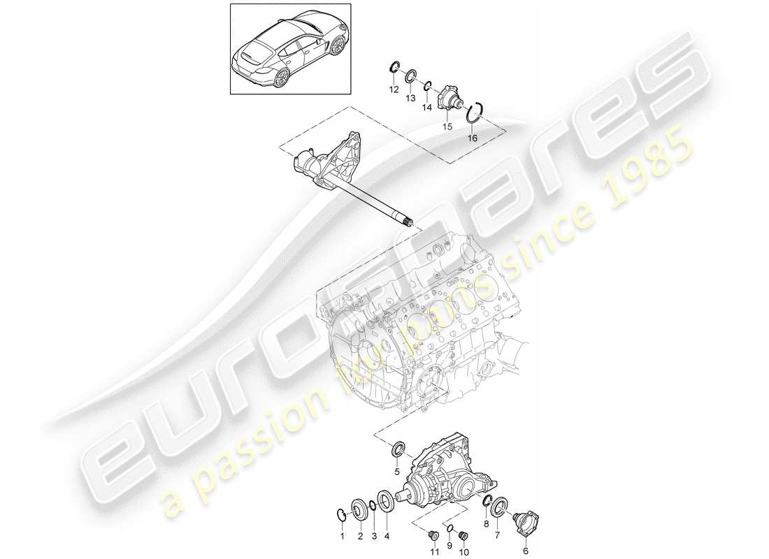 porsche panamera 970 (2012) front axle differential parts diagram