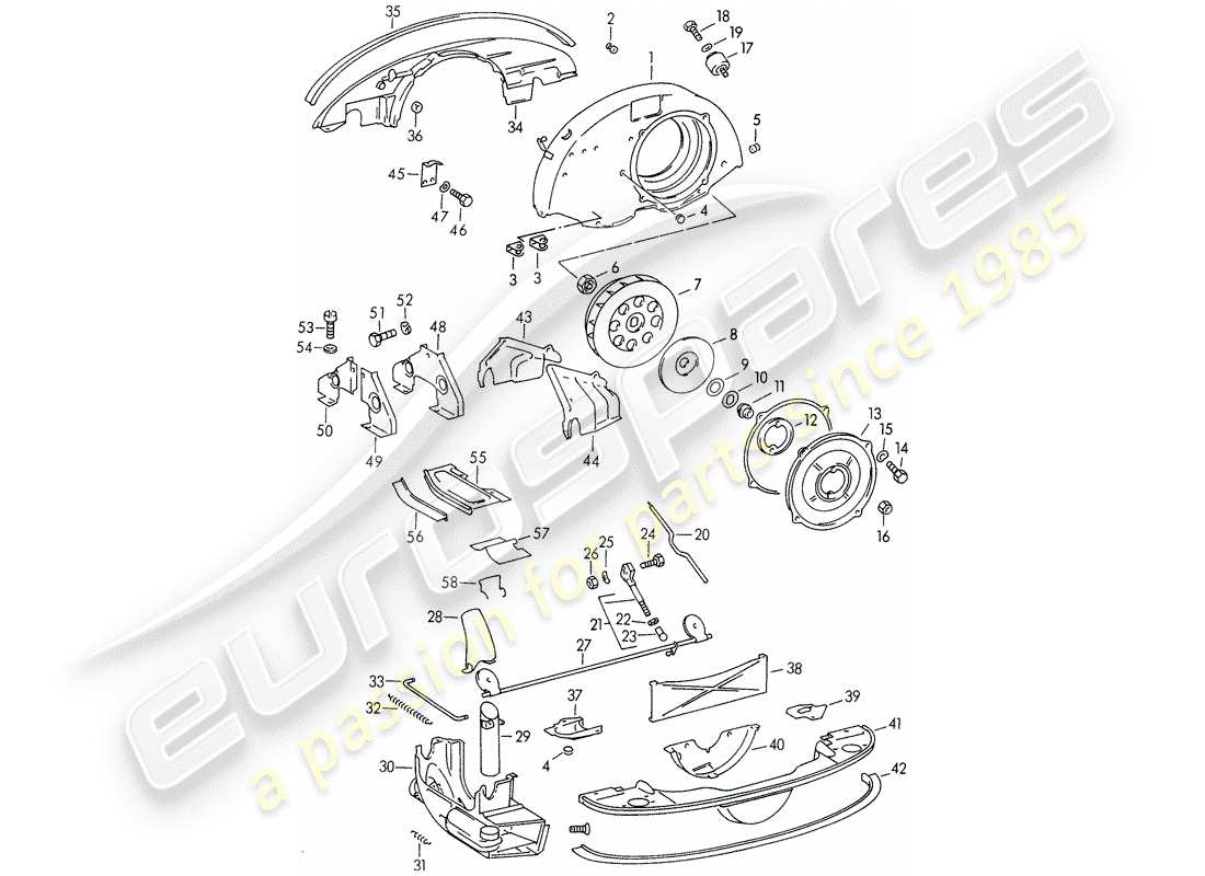 porsche 1955 (356/356a) air cooling parts diagram