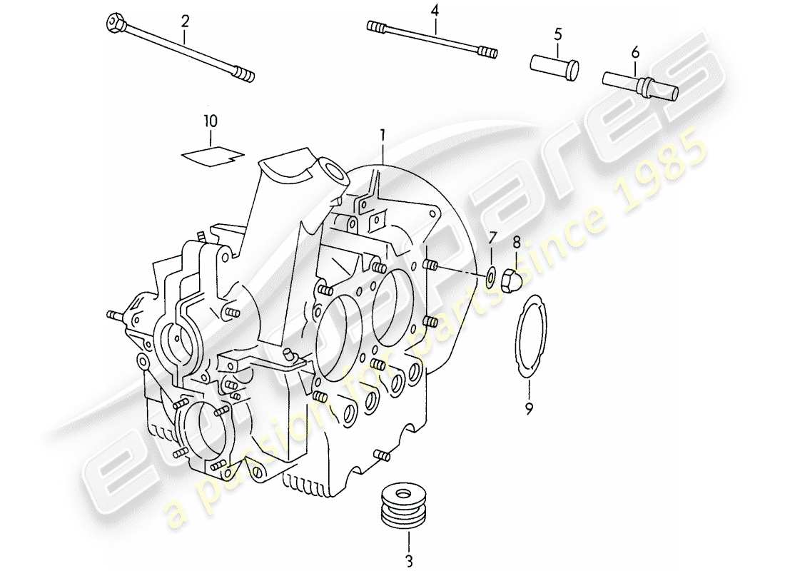 porsche 1955 (356/356a) crankcase - m >> 10 199 - m >> 21 780 - m >> 50 099 - m >> 21 999 - m >> 33 899 - m >> 40 999 part diagram