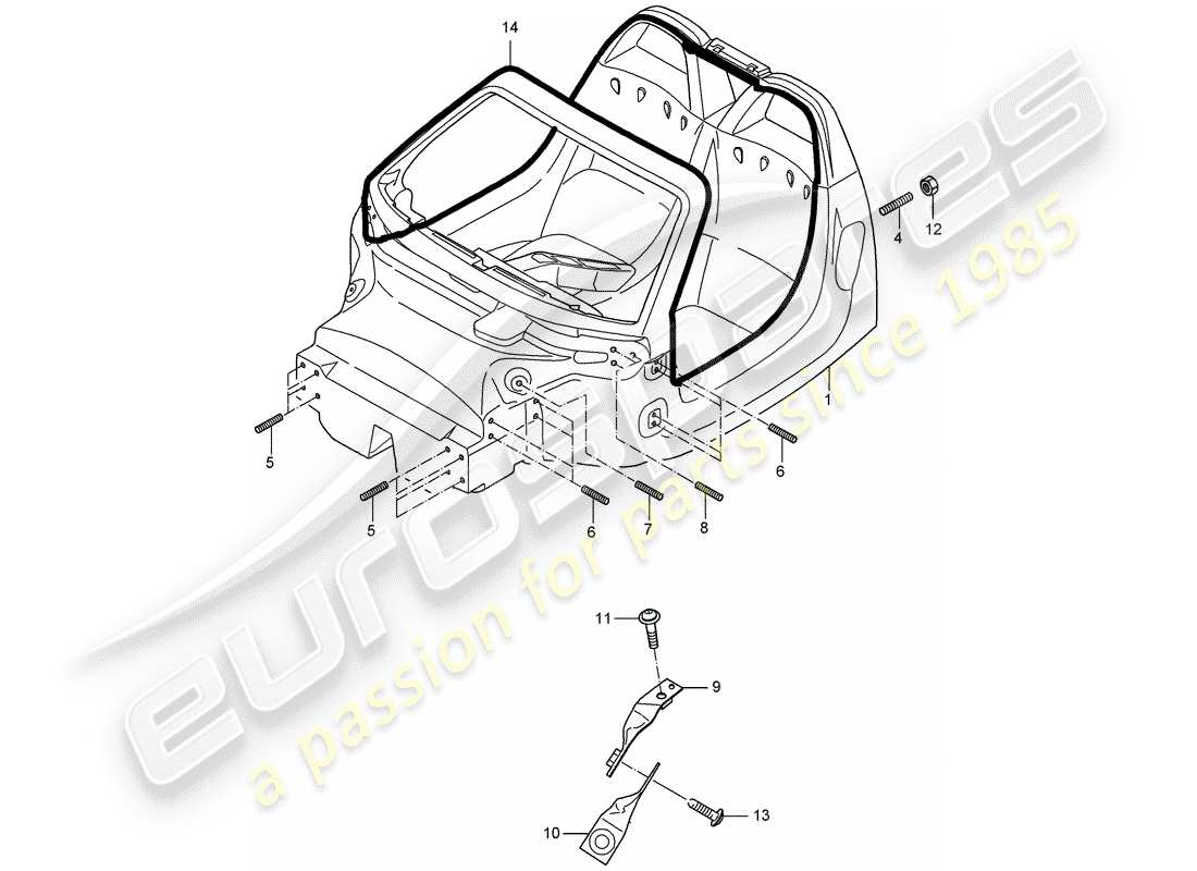 porsche carrera gt (2004) monocoque parts diagram