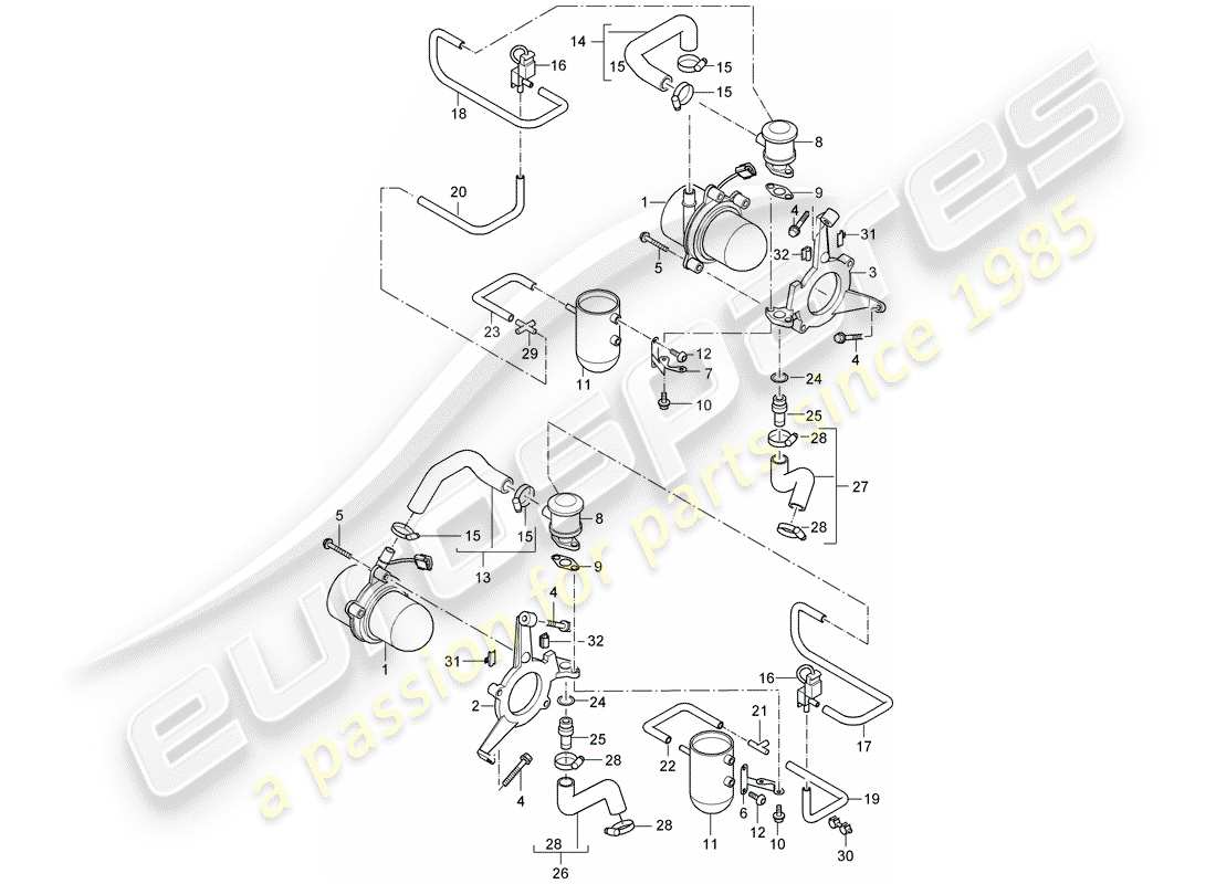 porsche 2004 (carrera gt) air injection part diagram