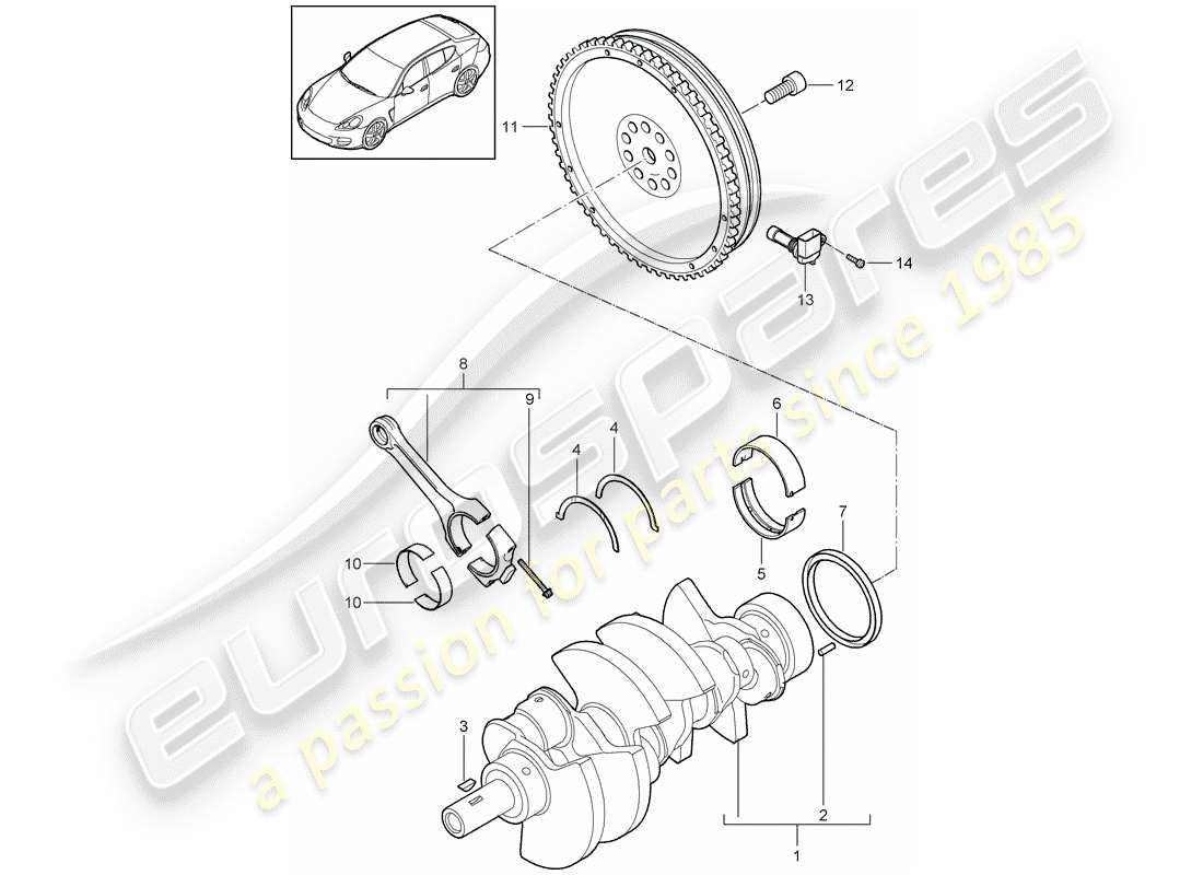 porsche panamera 970 (2016) crankshaft part diagram