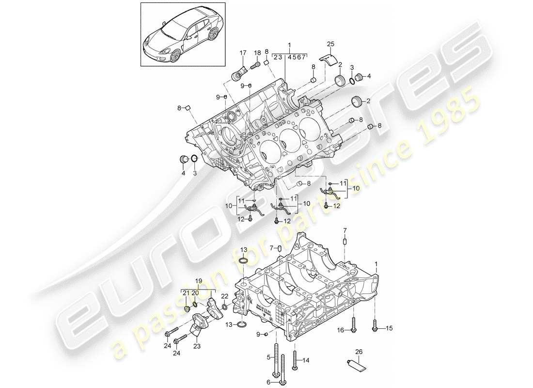 porsche 2014 (panamera 970) crankcase part diagram
