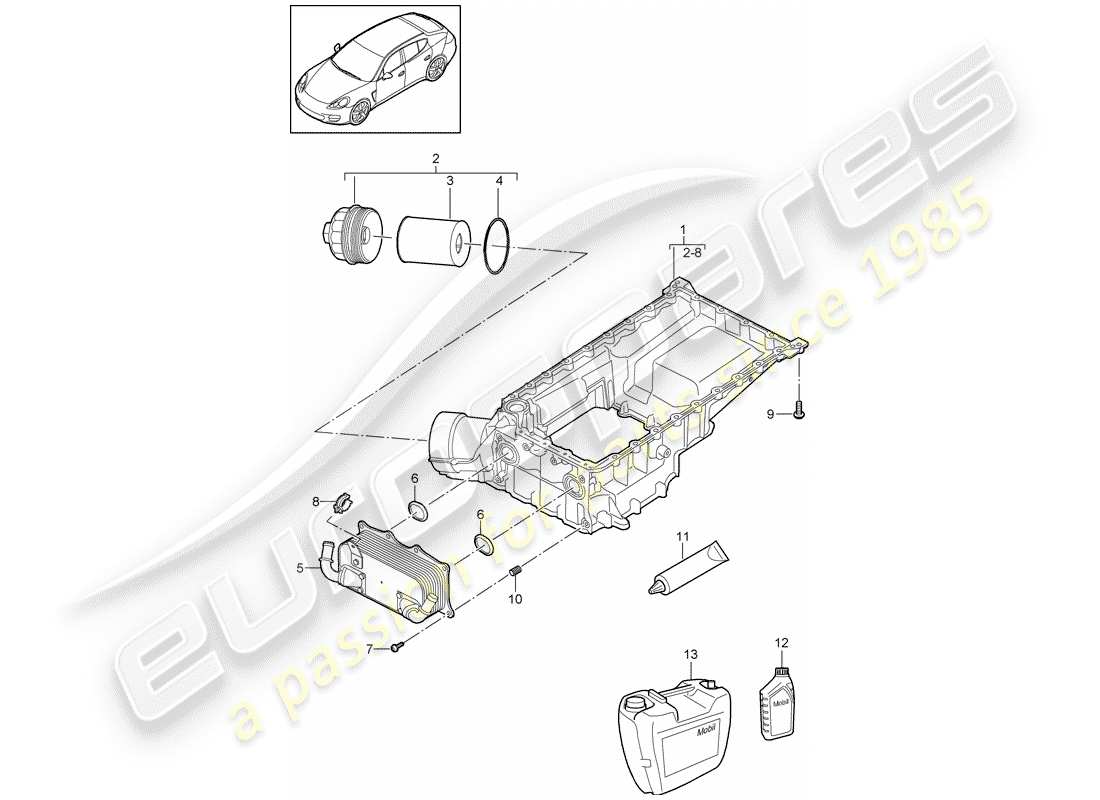 porsche panamera 970 (2012) oil-conducting housing part diagram