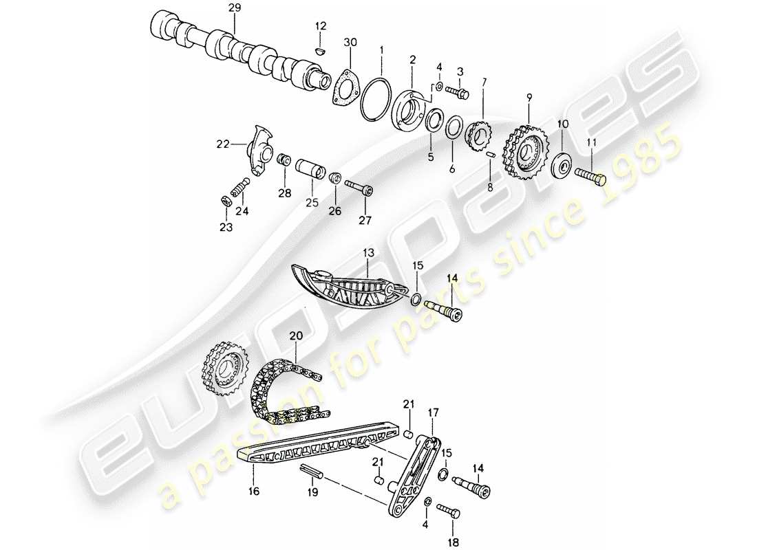 porsche 1989 (964) valve control parts diagram