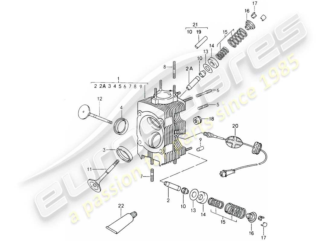 porsche 1990 (964) cylinder head part diagram
