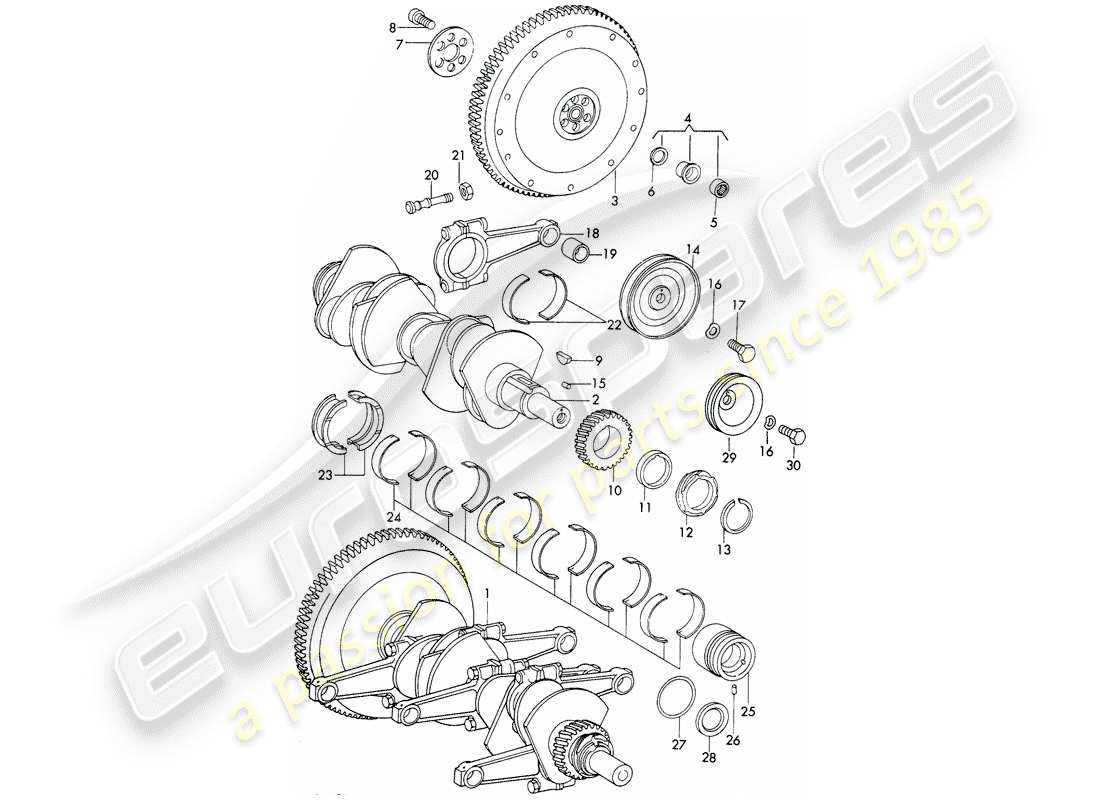 porsche 1967 (911/912) crankshaft - and - connecting rods part diagram