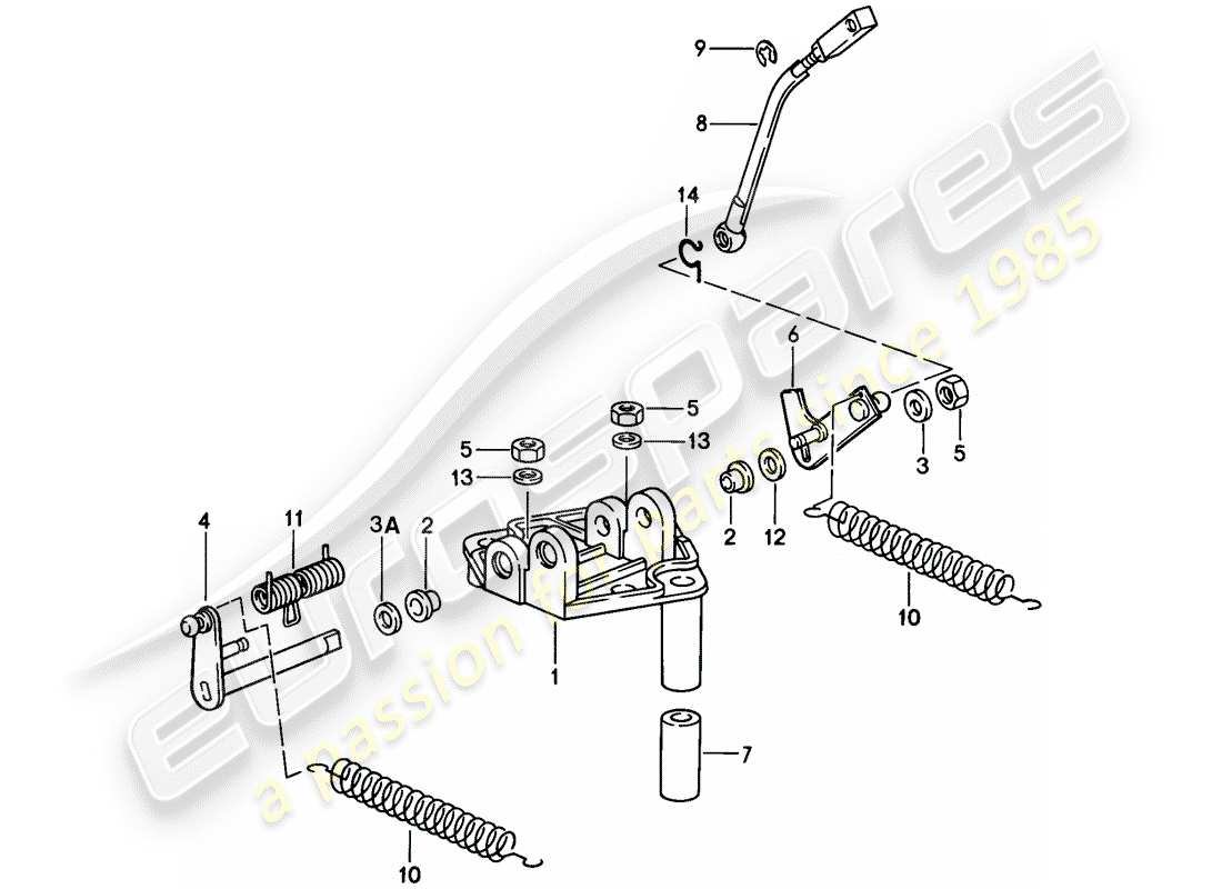 porsche 911 (1988) throttle linkage - bracket part diagram
