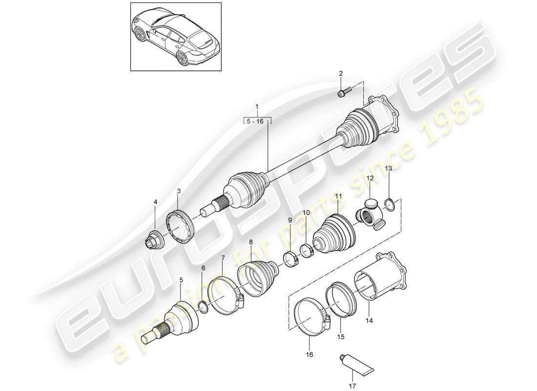 porsche 2012 (panamera 970) drive shaft part diagram