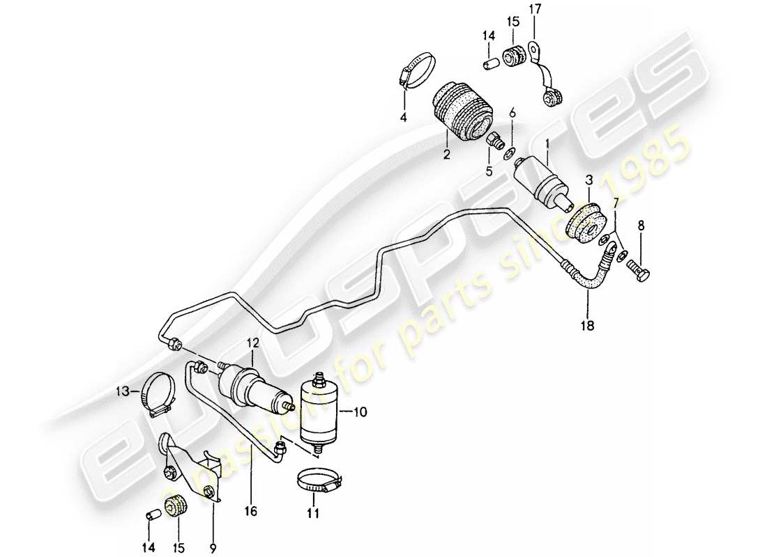 porsche 1990 (964) fuel system part diagram