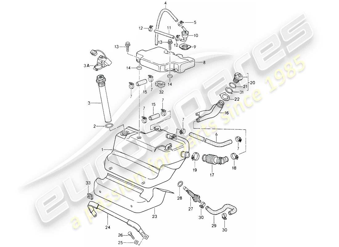 porsche 1990 (964) fuel tank part diagram
