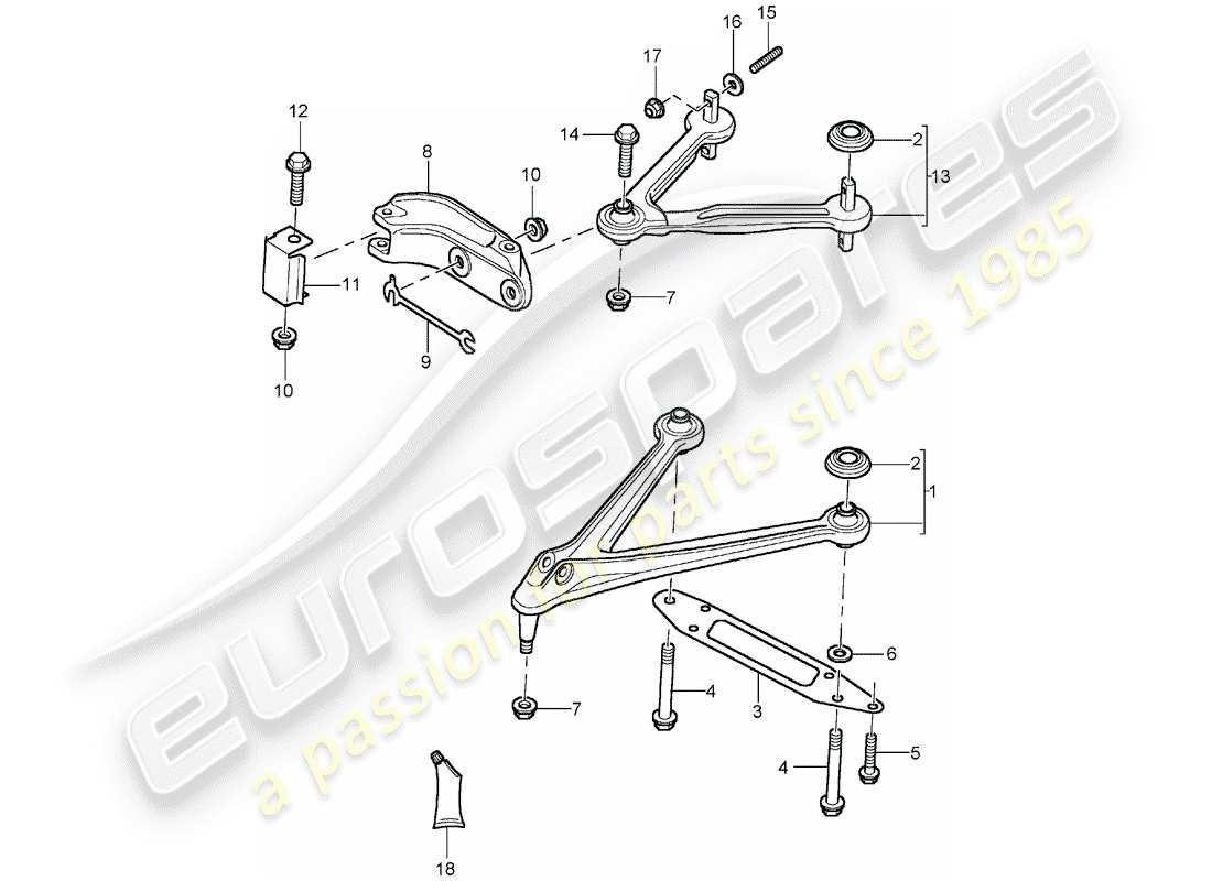 porsche 2004 (carrera gt) track control arm - swing lever part diagram
