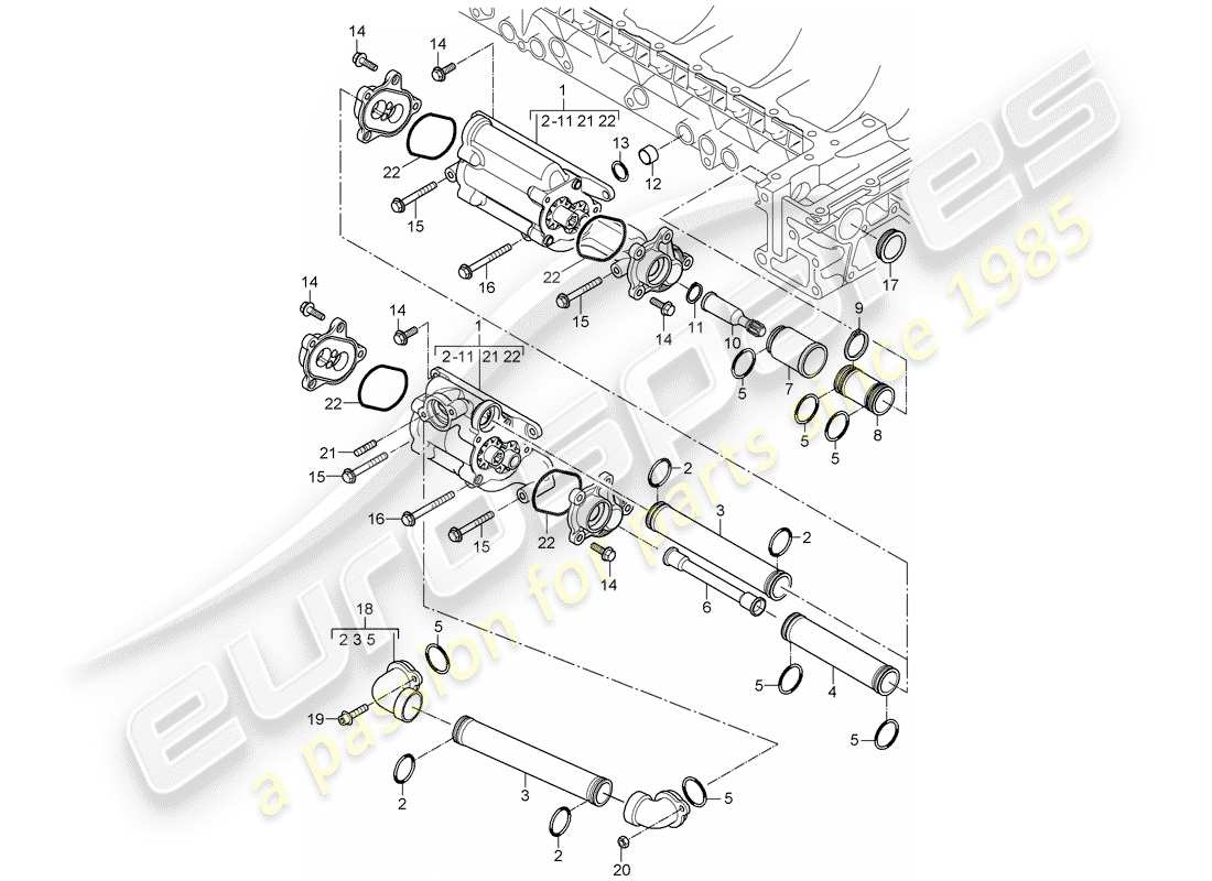 porsche 2004 (carrera gt) oil pump - driving mechanism - return pipe part diagram
