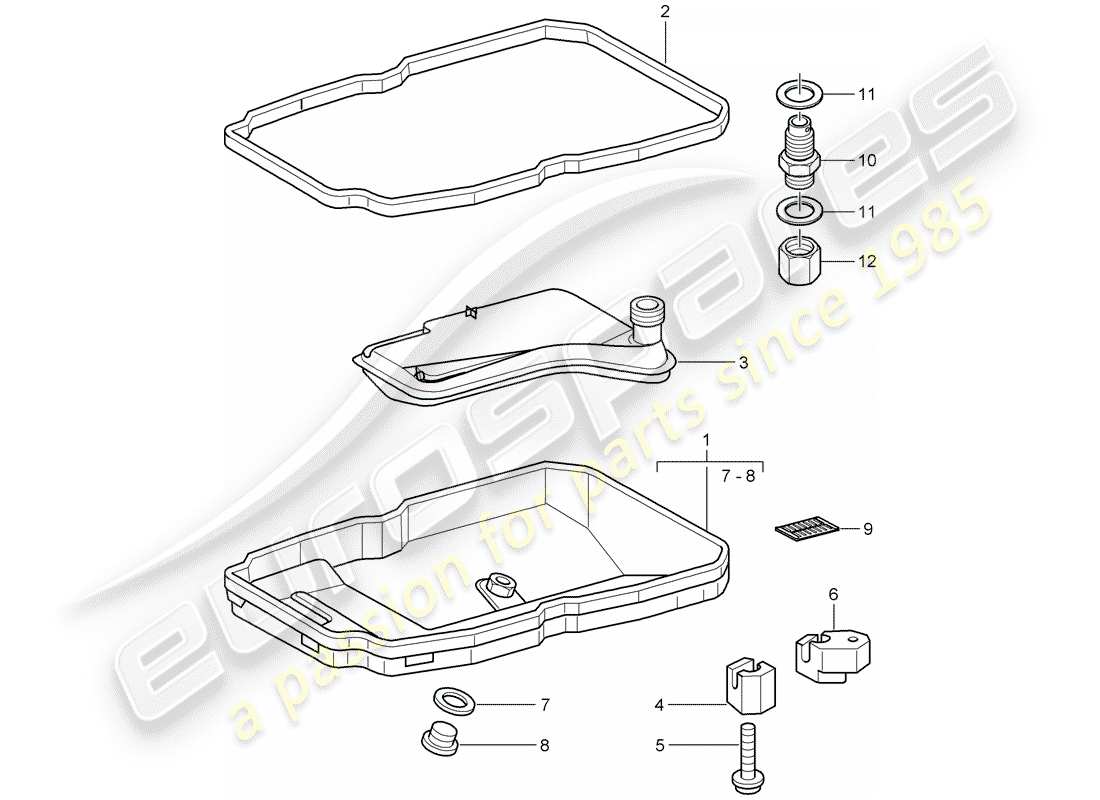 porsche 2002 (996 turbo / gt2) tiptronic - oil filter - oil pan part diagram