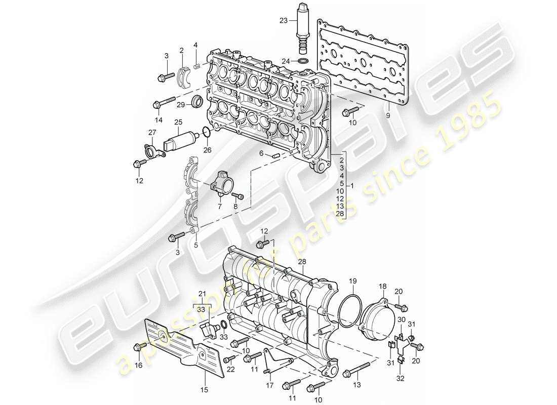 porsche 2003 (996 turbo / gt2) camshaft housing part diagram