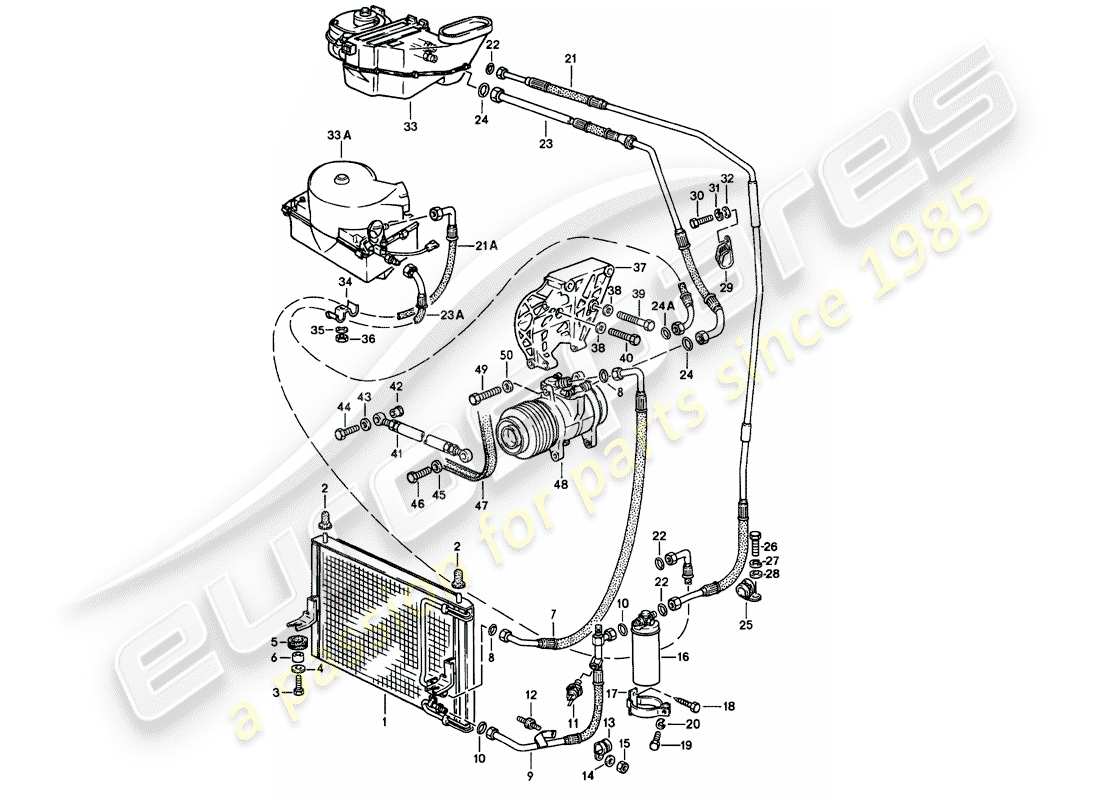 porsche 1986 (924s) air conditioner part diagram