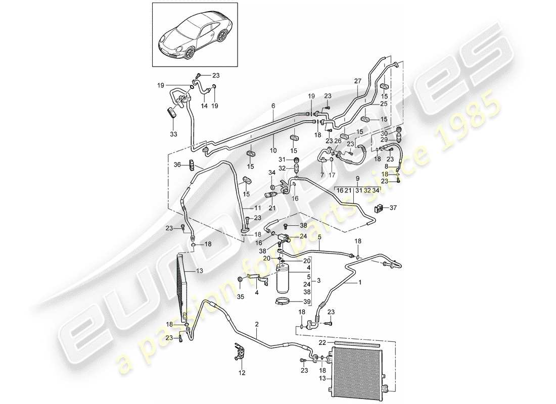 porsche 997 gen. 2 (2009) refrigerant circuit part diagram