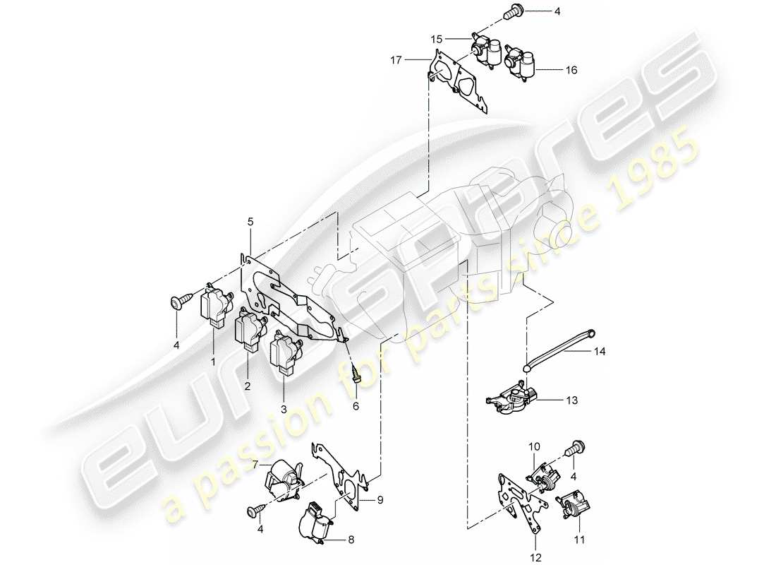 porsche 2010 (cayenne e1 9pa) motor for adjustment part diagram