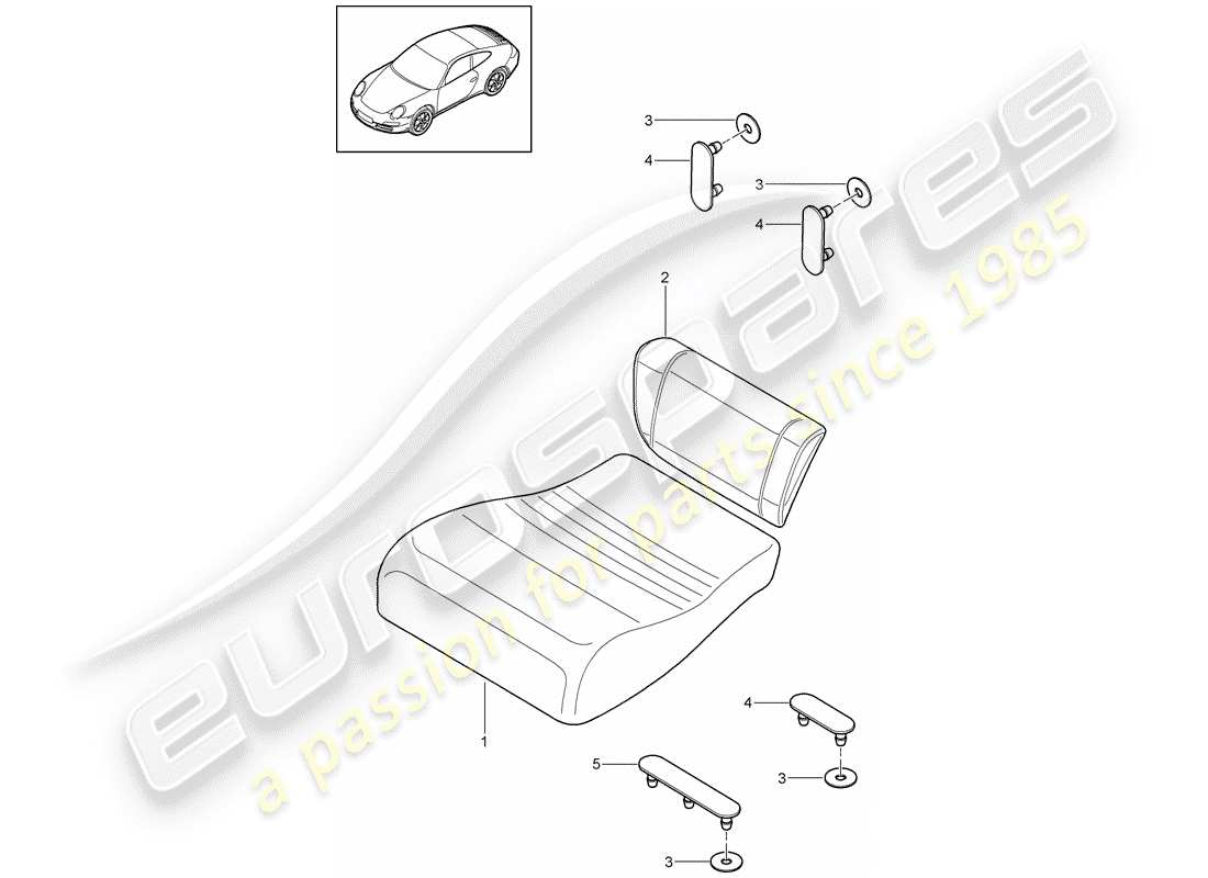 porsche 2011 (997-2) back seat cushion part diagram