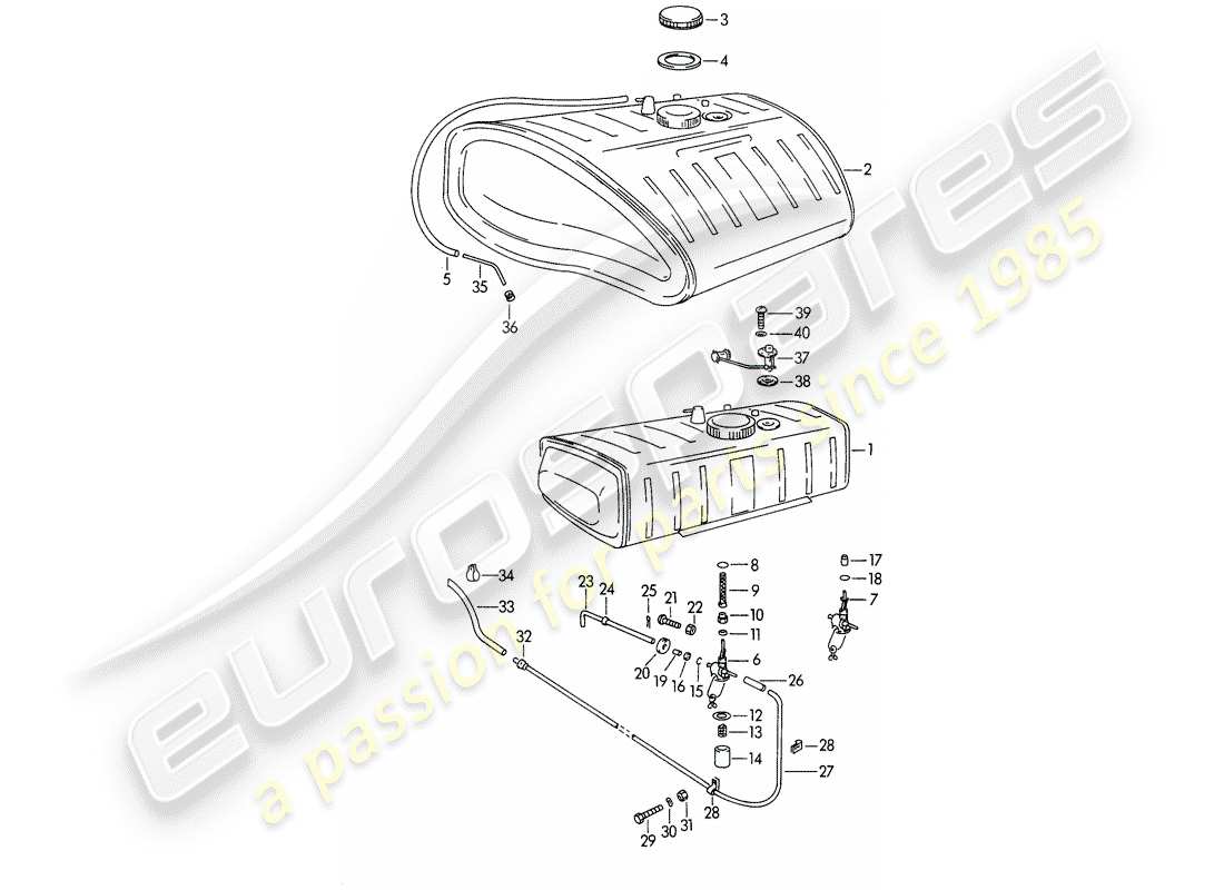 porsche 1961 (356b/356c) fuel tank part diagram