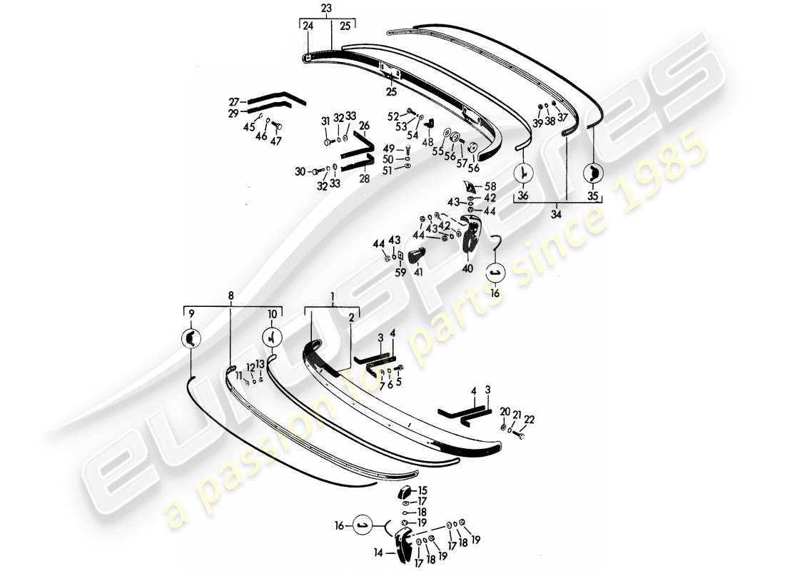 porsche 1964 (356b/356c) bumper part diagram