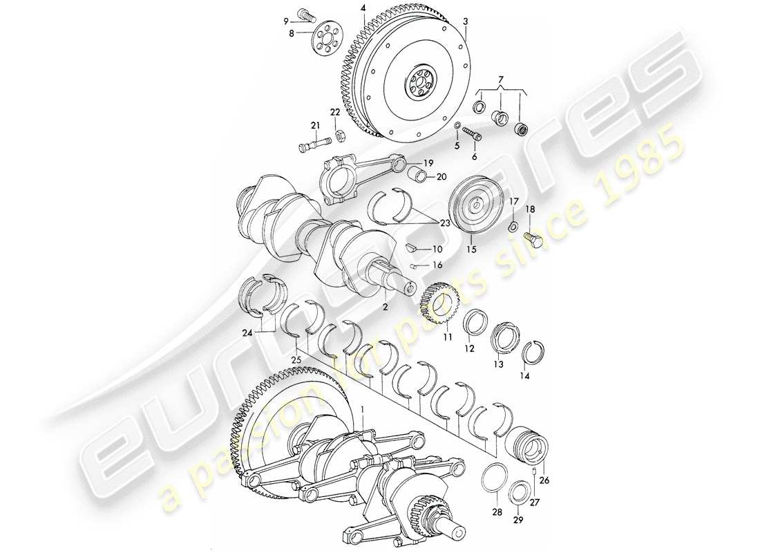 porsche 1973 (911) crankshaft - and - connecting rods parts diagram
