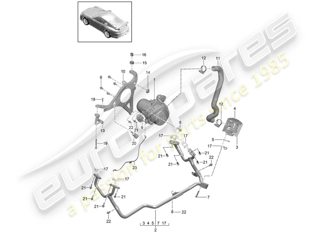 porsche 2016 (991-1 r/gt3/rs) secondary air pump part diagram