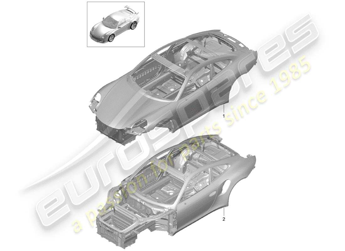 porsche 991r/gt3/rs (2016) car body parts diagram