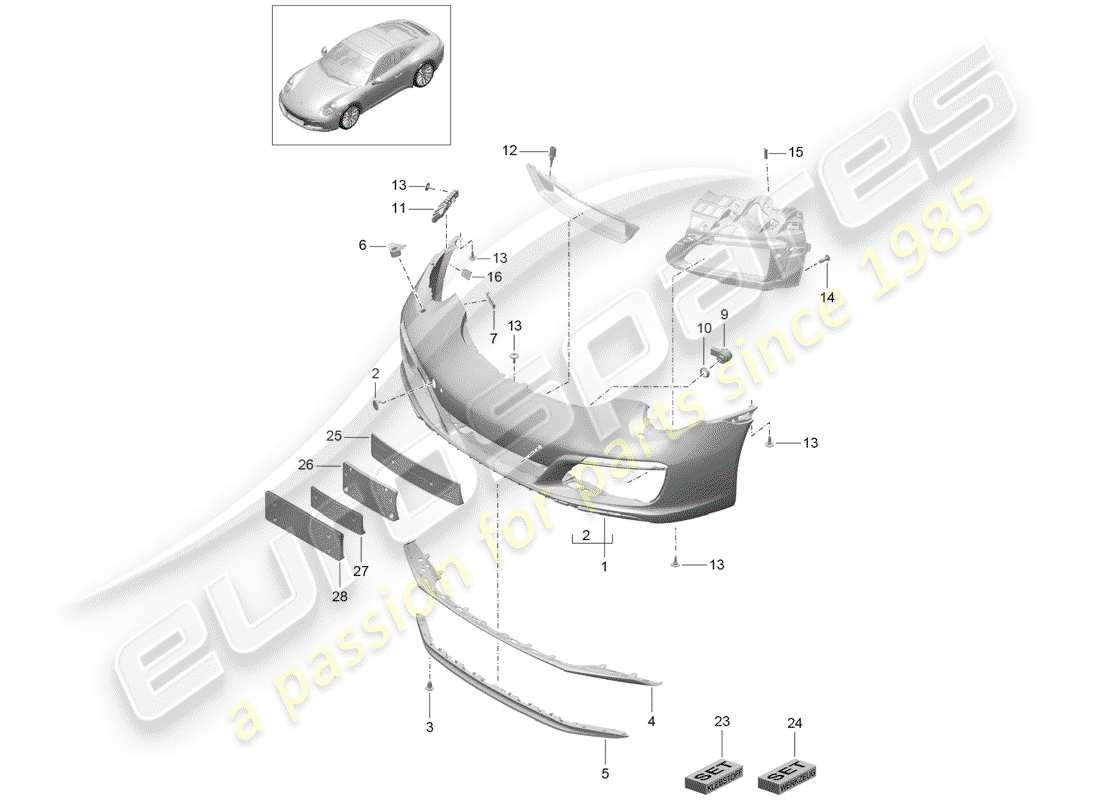 porsche 2020 (991-2) bumper part diagram