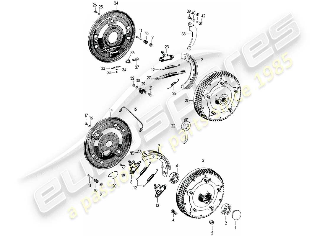porsche 1955 (356/356a) brake part diagram